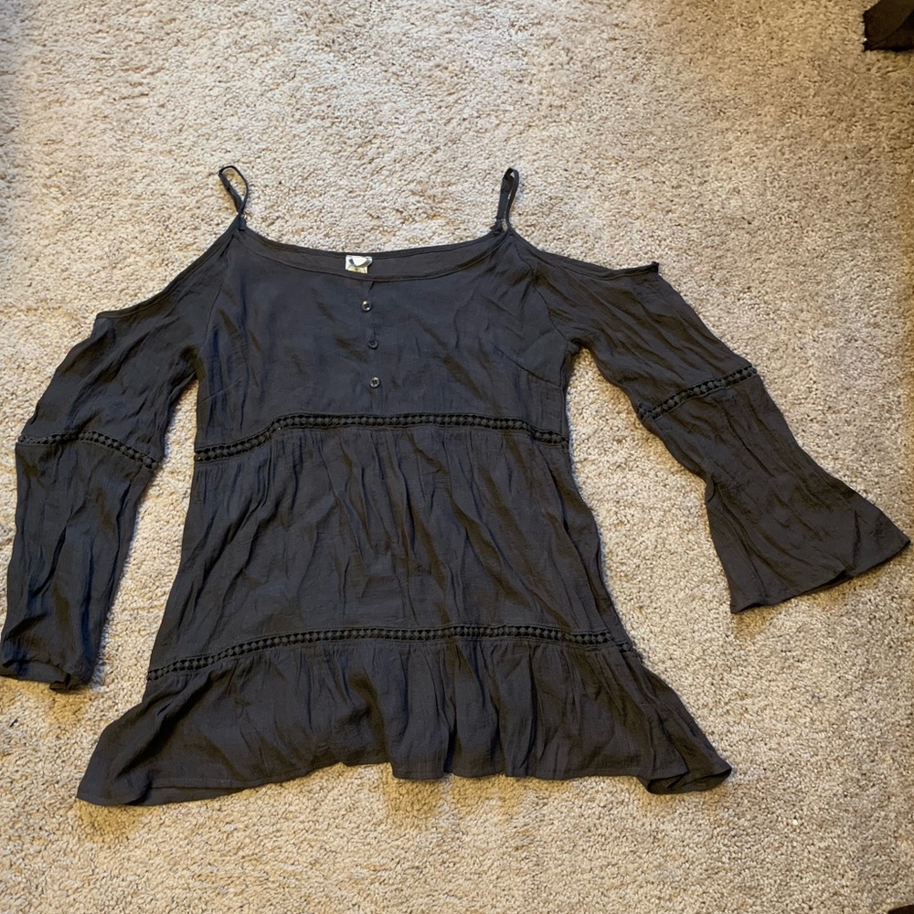 Flowy Paper Crane Top with Shoulder Cutout